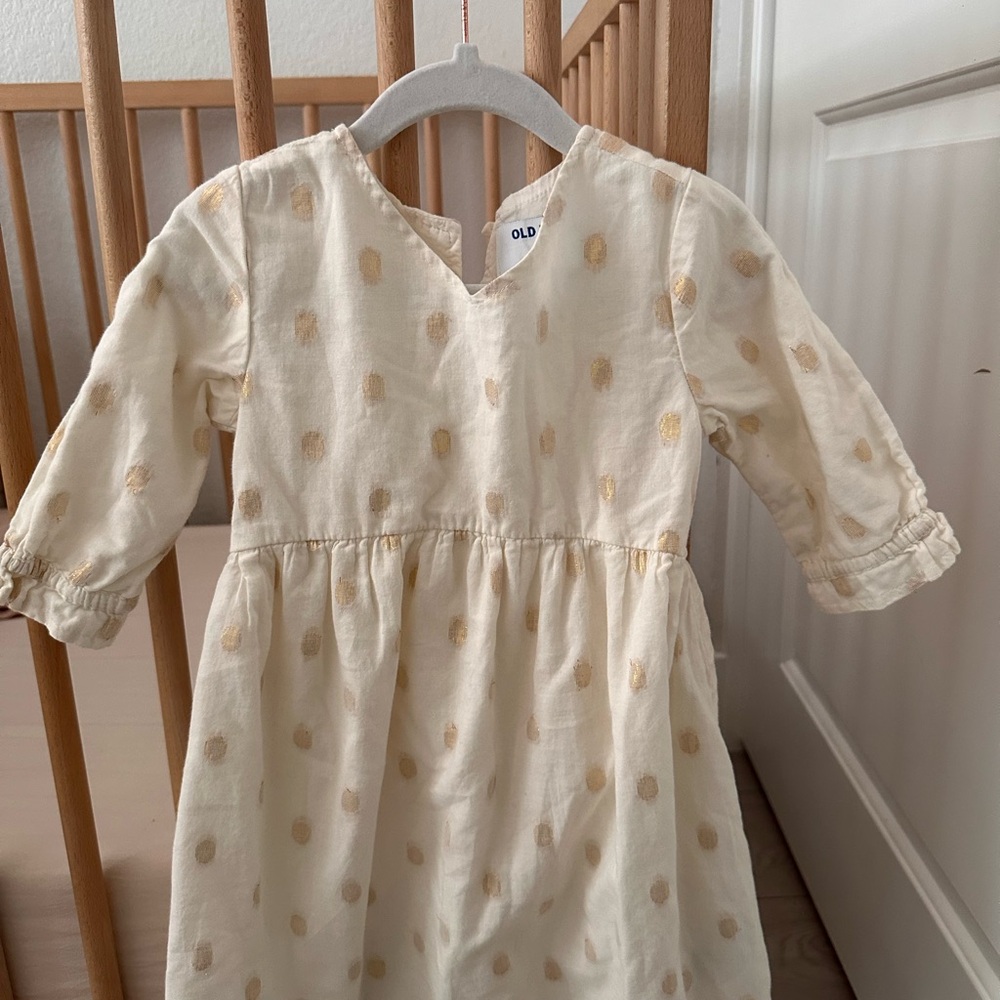 Old Navy Cream Polka Dot Kids Dress